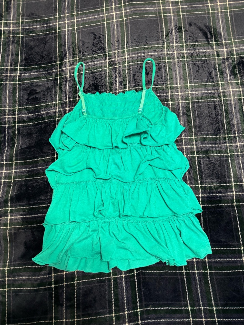 Y2K 2000s Express aqua blue ruffle tank top with adjustable straps. Size: S. - Picture 2 of 6